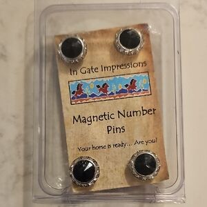 NWT Equestrian Magnetic Number Pins - Black and Silver